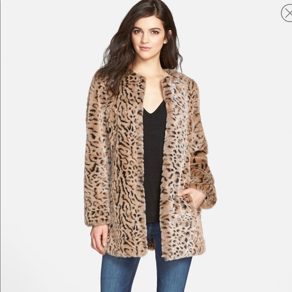 Starve Madden Faux Fur Leopard Print Coat